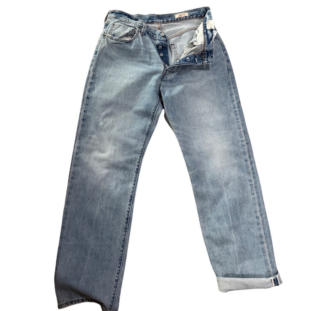 Free People Levis 501 90s Selvedge Denim Jeans Light Wash Straight Leg W31 NWT - Picture 11 of 13